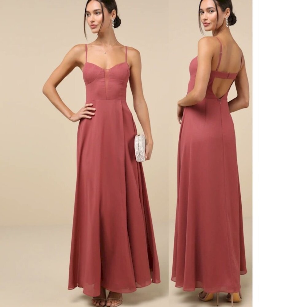 Lulu's Dusty Rose Maxi Dress